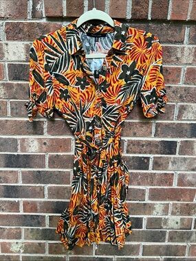 NWT Orange, Green, & Red Tropical Shirt Dress